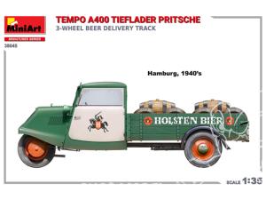 MINI ART MAQUETTE MILITAIRE 38045 CAMION DE LIVRAISON DE BIÈRE À 3 ROUES TEMPO A400 TIEFLADER PRITSCHE 1/35