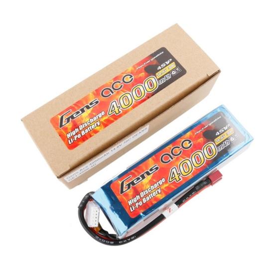 Gens ace Batterie LiPo 4S 14.8V-4000-30C(Deans) 142x42x32mm 370g