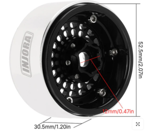 Roues INJORA 1,9" en alu pour crawlers RC 1/10 (W1955) 1955BKR