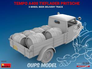 MINI ART MAQUETTE MILITAIRE 38045 CAMION DE LIVRAISON DE BIÈRE À 3 ROUES TEMPO A400 TIEFLADER PRITSCHE 1/35