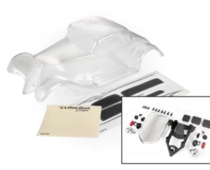 CARROSSERIE TRANSPARENTE HOT ROD COUPE TRAXXAS + AUTOCOLLANTS