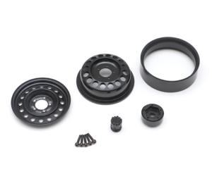 Jantes avant classiques en acier à 16 trous, étroites de 1,9 pouce, avec moyeu XT504 (2), noires. BOOM RACING BRW780920FBK