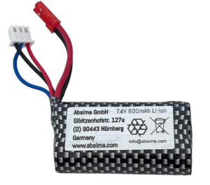 Absima batterie Li-Ion 7.4v 600mah pour modèle 1/20 J-026-34