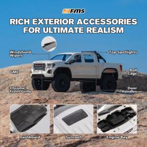 FMS FCX18 GMC SIERRA 2019 Brushless Blanc FMS11853RTR-WH-BL
