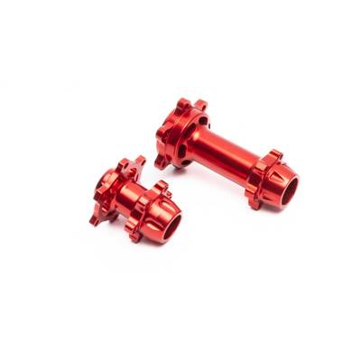 Aluminum Hub Set Machined, Red: Promoto-MX