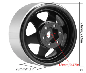 Injora Jantes beadlock 1.9" offset -8,9 mm de déport  YQW-1948BK