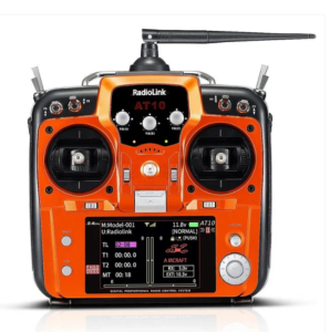 RadioLink AT10 II - Émetteur RC 2,4 Ghz 12CH avec récepteur R12DS Batterie de module de retour de tension PRM-01 pour quadrirotor RC