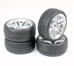 Absima Train de roues Piste "10 battons/Profile" argent 1/10ème (4pcs) - 2510005