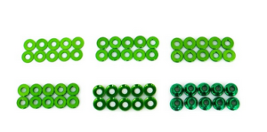 Set de 60 rondelles et écrous en Alu anodisé vert HT-525010V