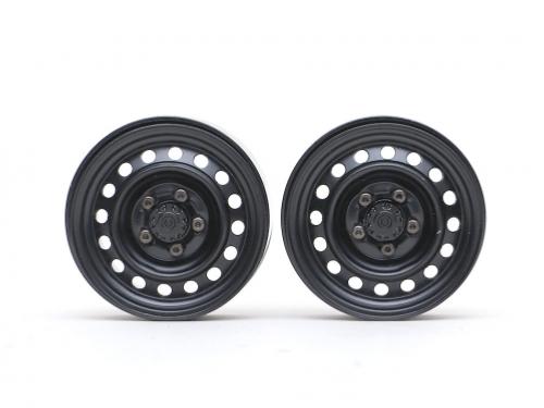 Jantes avant classiques en acier à 16 trous, étroites de 1,9 pouce, avec moyeu XT504 (2), noires. BOOM RACING BRW780920FBK