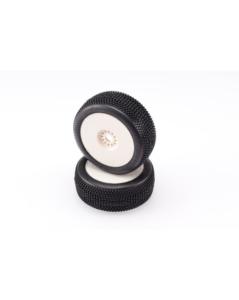 Pneus TT 1/8 Alaska Medium collés sur jantes (2) - HOT RACE