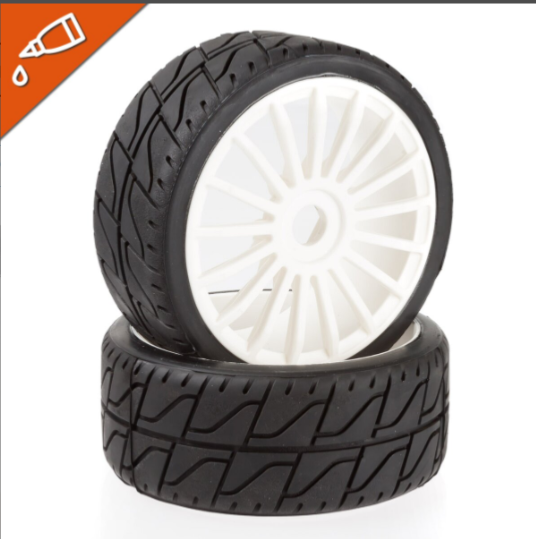 MCD – Pneus Asphalte 180 mm Bleu Medium + Jante 17 SP (collés) – 