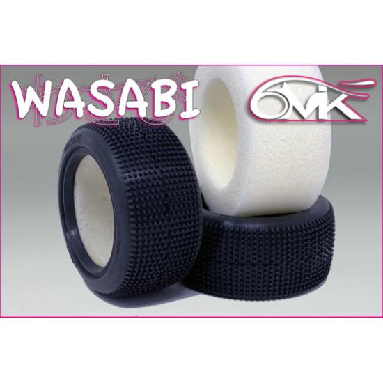 6MIK Pneus Arrière 1/10 4x4 Wasabi gomme Silver insert blanc (x2) TM112ST