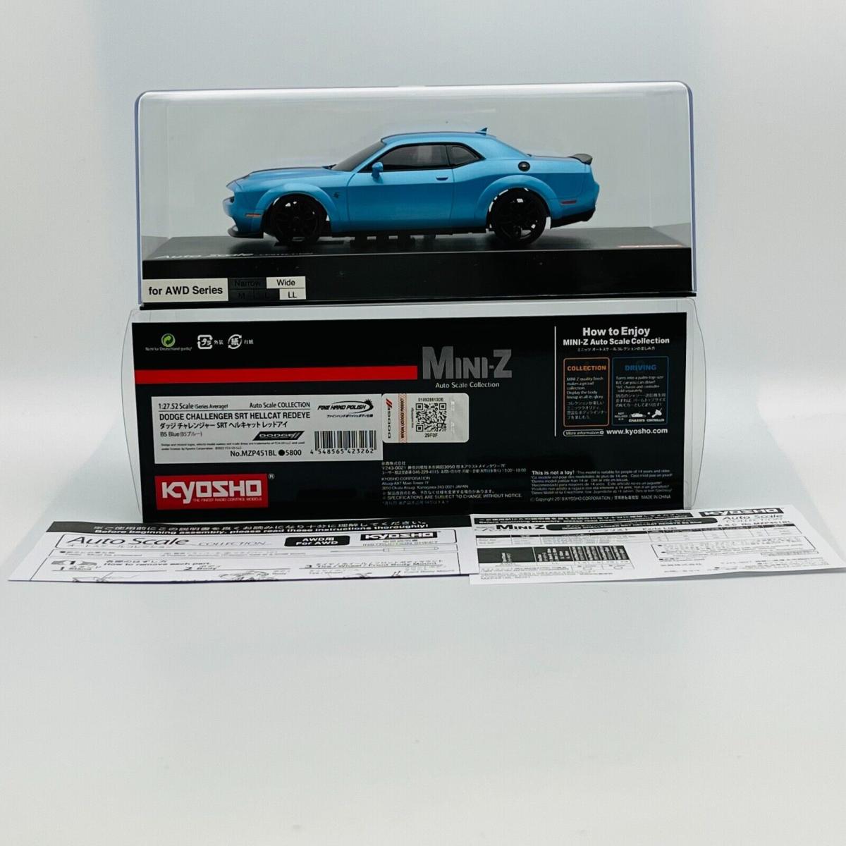 Voiture Miniature Kyosho Autoscale Mini-Z Dodge Challenger SRT Hellcat Redeye - Triple Nickel, Modèle Détaillé