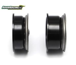 Jantes avant classiques en acier à 16 trous, étroites de 1,9 pouce, avec moyeu XT504 (2), noires. BOOM RACING BRW780920FBK