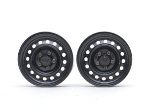 Jantes avant classiques en acier à 16 trous, étroites de 1,9 pouce, avec moyeu XT504 (2), noires. BOOM RACING BRW780920FBK