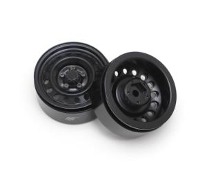 Jantes avant classiques en acier à 16 trous, étroites de 1,9 pouce, avec moyeu XT504 (2), noires. BOOM RACING BRW780920FBK