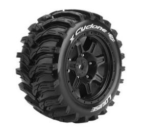 X-CYCLONE Sport Pneus sur jantes noires 24mm ARRMA KRATON 8S / MFT